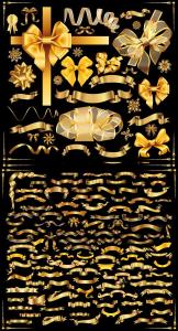 Vector clipart - Gold banners ribbons bows.jpg