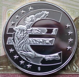 Настольная медаль 2011 года 10 лет валюте Евросоюза Пруф 450.JPG